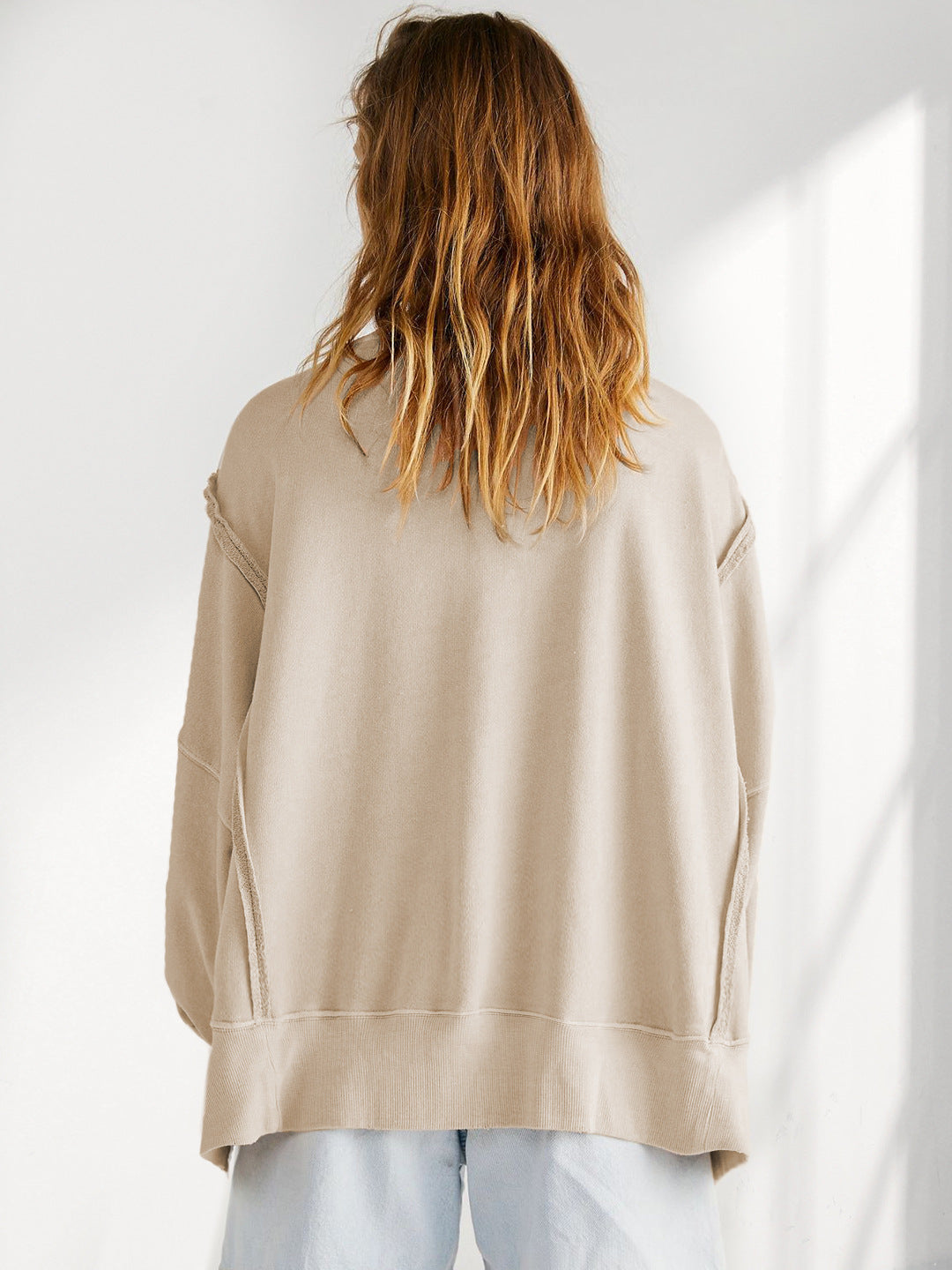 Oversize Solid Color Crew Neck Sweatshirt