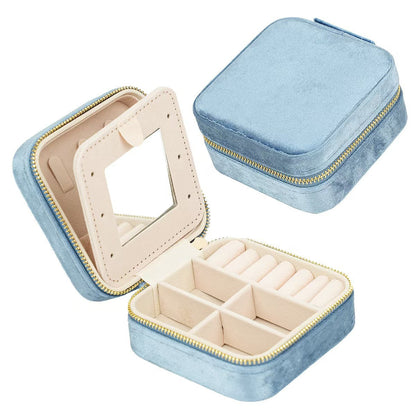 Plushed Simple Solid Color Zipper Jewelry Case