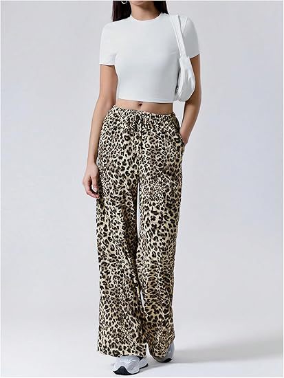 Leopard Low Waist Casual Straight Pants