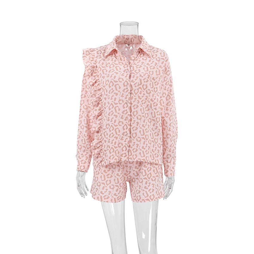 Leopard Print Flounce Homewear Sets