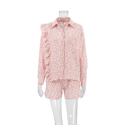 Leopard Print Flounce Homewear Sets