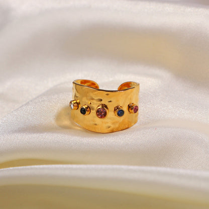 Colorful Zircon Adjustable Ring