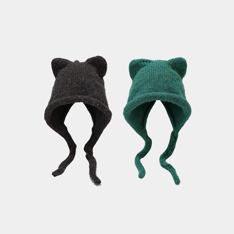 Cute Cat Ear Thermal Knit Beanie Hat