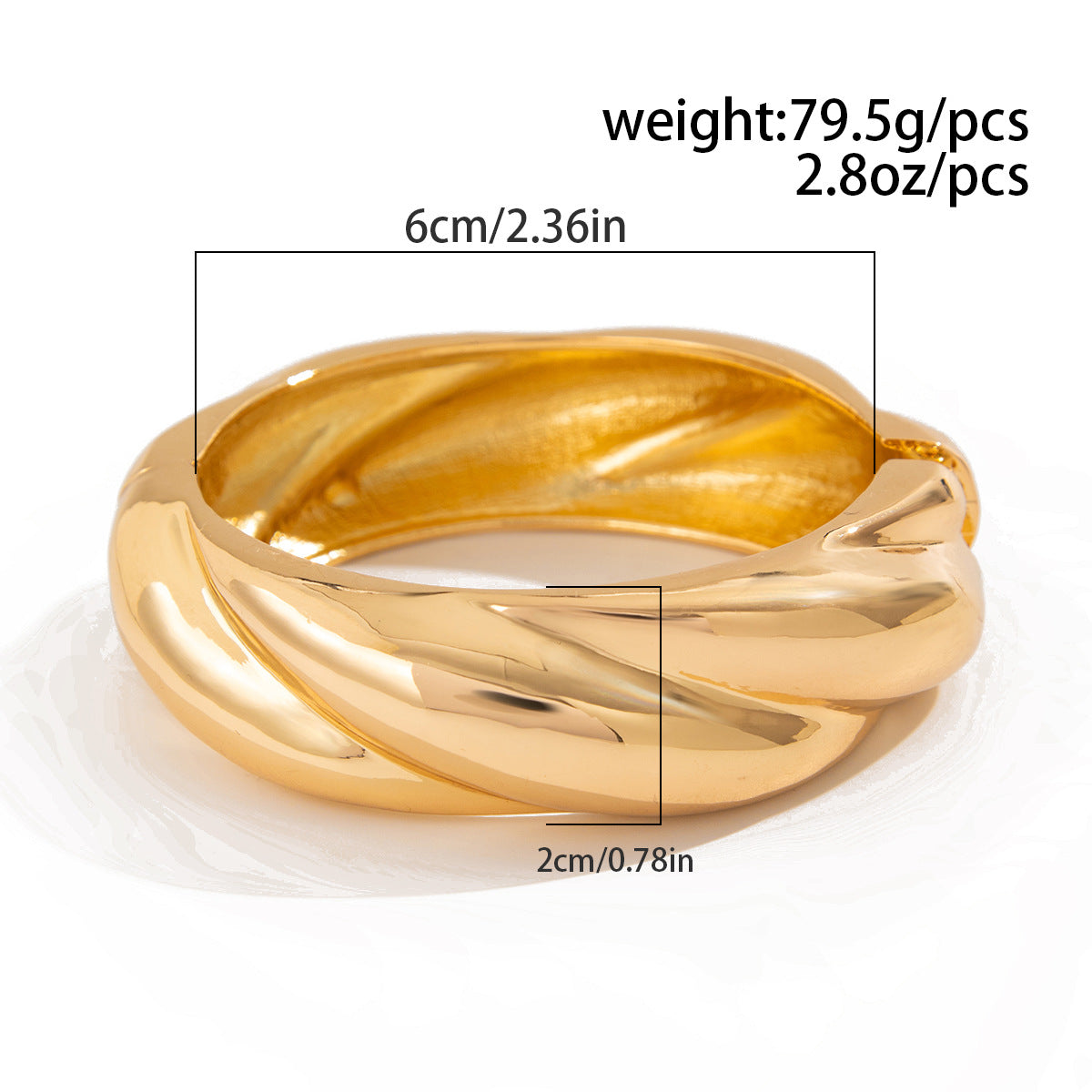Thick Gold Irregular Twisted Bangle Bracelets