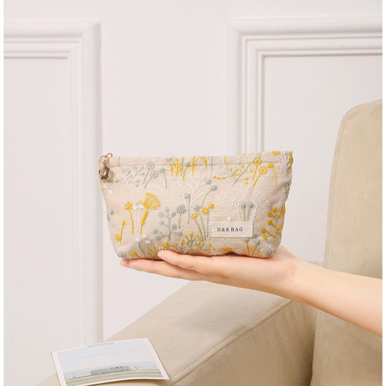 Colorful Embroidery Portable Cosmetic Bag