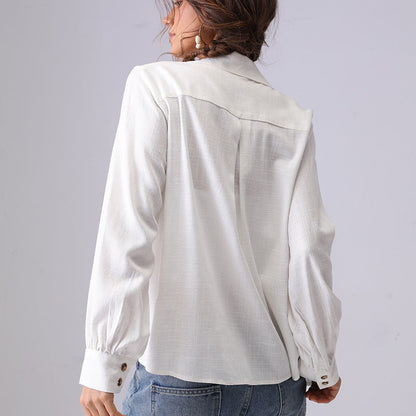 Hollow Embroidered Lapel Button Down Shirt