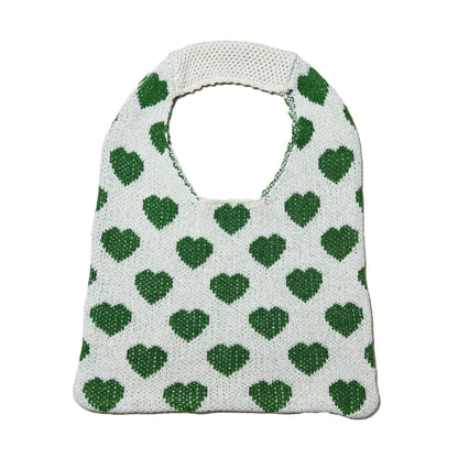 Cute Love Color Block Knit Shoulder Bag