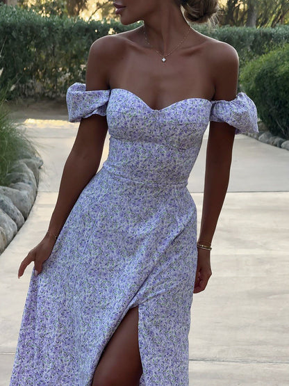 Sexy Off-Shoulder Floral Maxi Dress