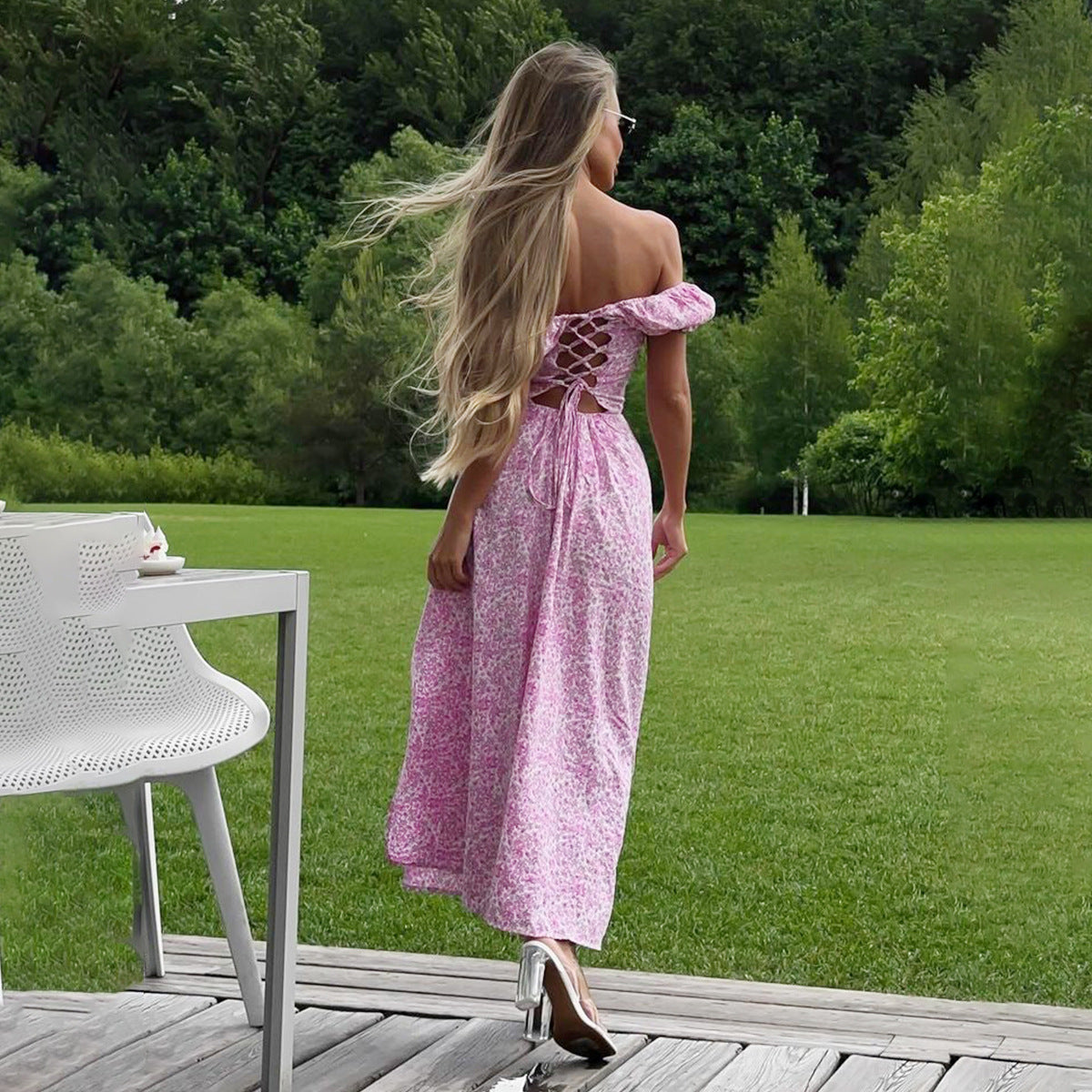 Sexy Off-Shoulder Floral Maxi Dress