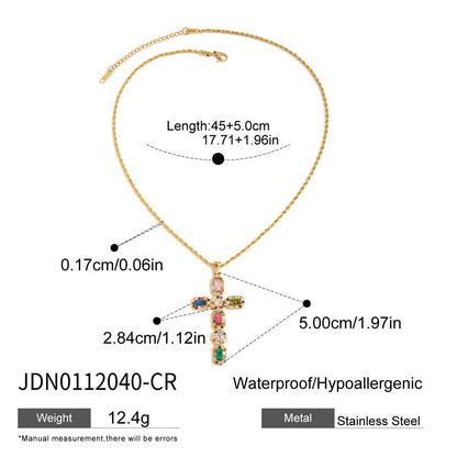 Vintage Cross Pendant Chain Necklace