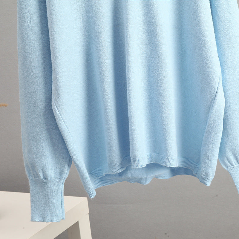 Trendy Polo Collar Long Sleeve Knit Sweater