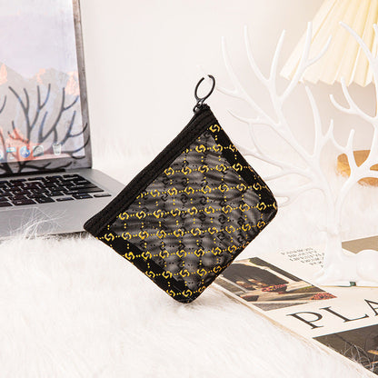 Simple Gold Mesh Portable Make Up Bags