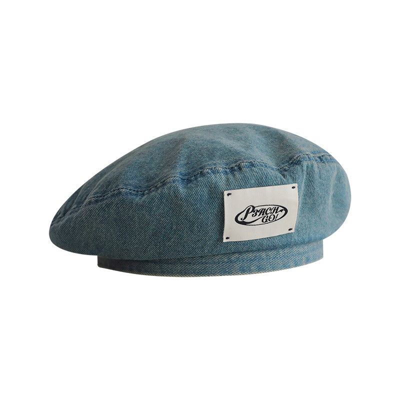 Trendy Denim Solid Color Beret Hat