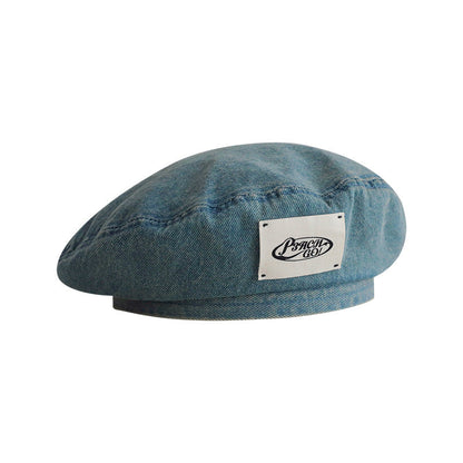 Trendy Denim Solid Color Beret Hat