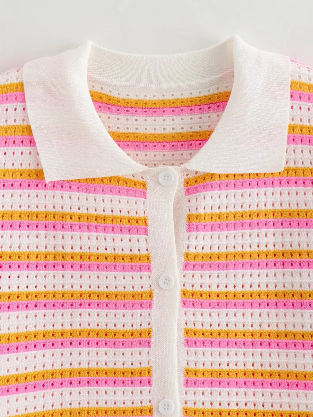 Striped Color Block Lapel Knit Sets