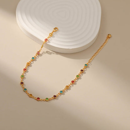 Colorful Zircon Simple Chain Anklets