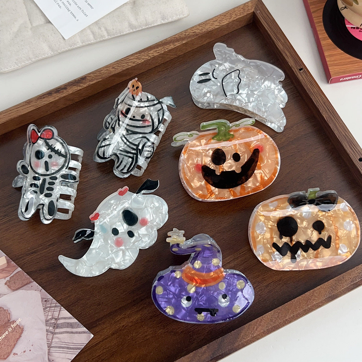 Cute Mini Pumpkin Ghost Halloween Hair Claw