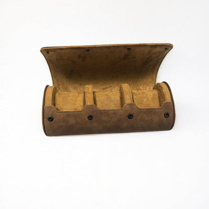 Solid Color PU Leather Watch Roll Case