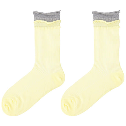 Color Block Ribbed Thin Cotton Socks