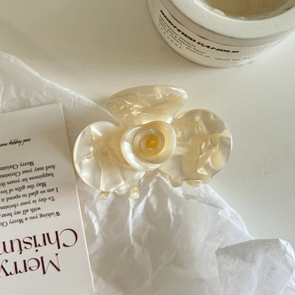 Cute Color Block Camellia Acetate Hair Claw