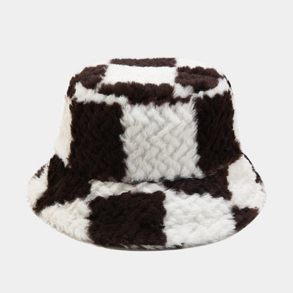 Checker Contrast Color Thicken Bucket Hats