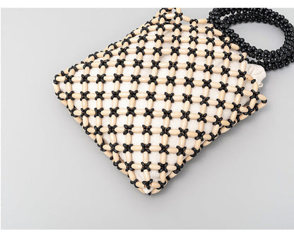 Wooden Bead Contrast Color Handbags