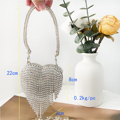 Love Shaped Mini Rhinestone Chain Party Handbag