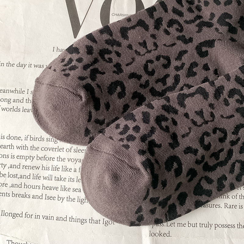 Leopard Bow Color Block Sweet Socks