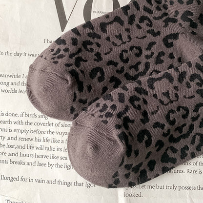 Leopard Bow Color Block Sweet Socks