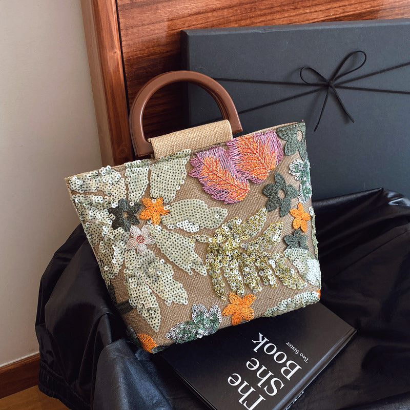 Colorful Sequin Embroidered Tote Bag