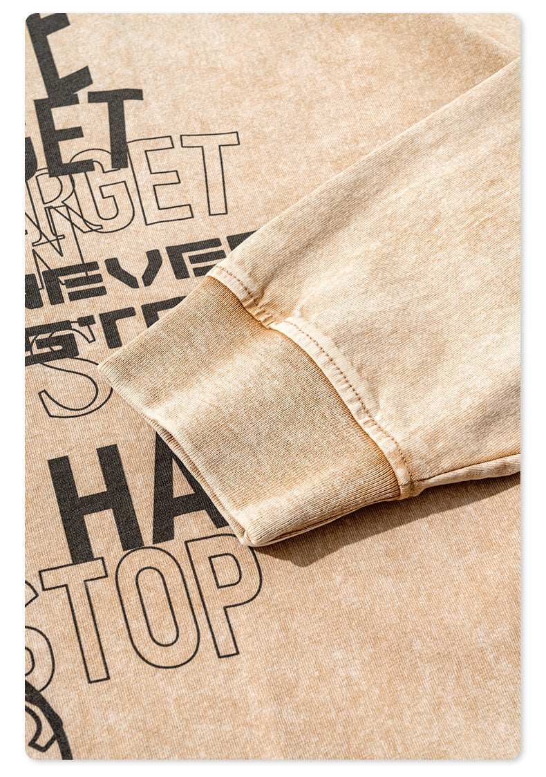 Retro Washed Letter Print Loose T-Shirt