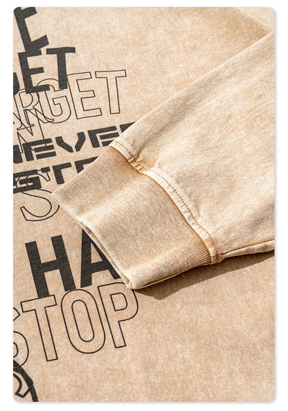 Retro Washed Letter Print Loose T-Shirt