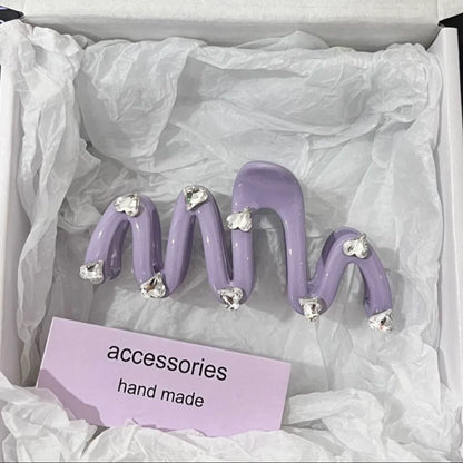 Love Rhinestone Candy Color Hair Claws