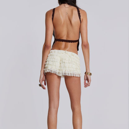 Sexy Lace Low Waist Ruffle Shorts