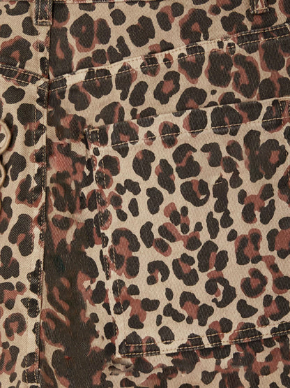 Distressed Leopard Print Bermuda Shorts