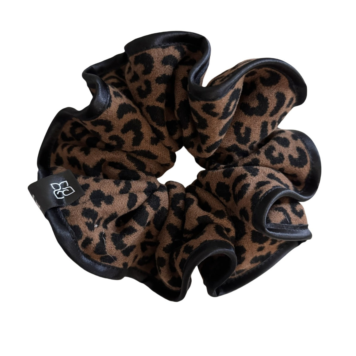 Ruffled Trim Vintage Leopard Print Hair Tie