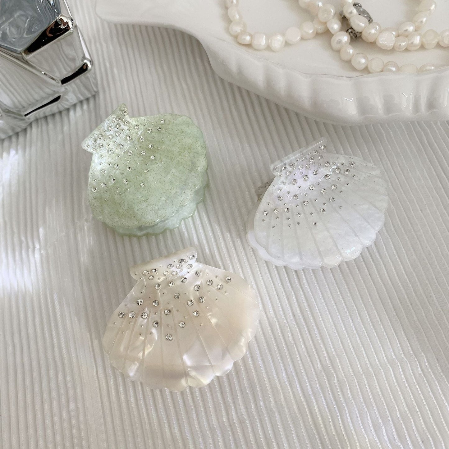 Sparkling Rhinestone Shell Acetate Hair Claw