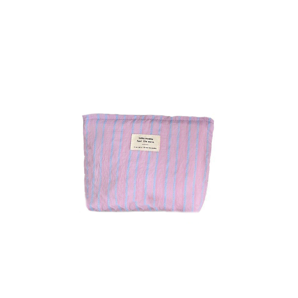 Striped Color Block Large Capacity Make Up Bag