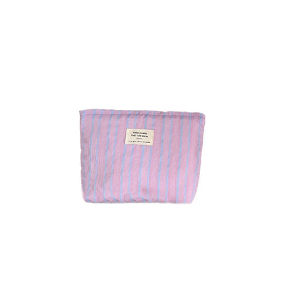 Striped Color Block Large Capacity Make Up Bag