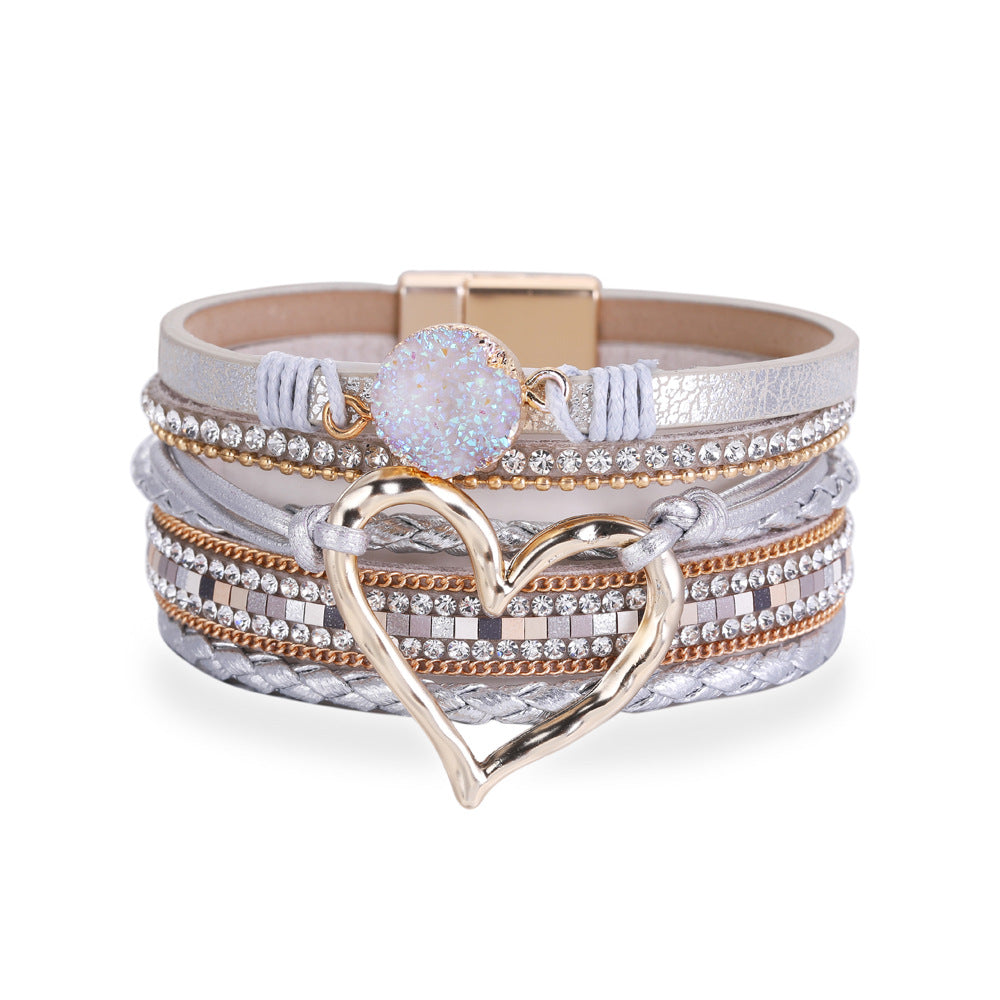 Rhinestone Bohemian Layered Love Bracelet