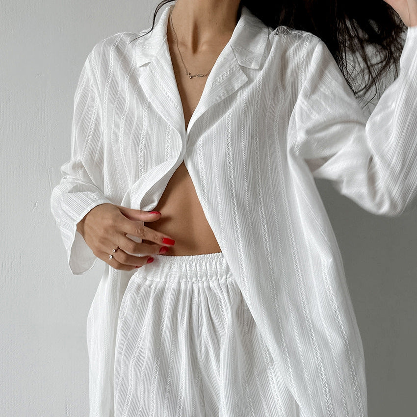 Stripe Jacquard Soft Sleepwear Sets