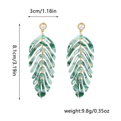 Bohemian Unique Leaf Tassel Stud Earrings