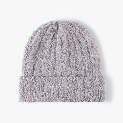 Simple Ribbed Knit Hat Padded Beanie