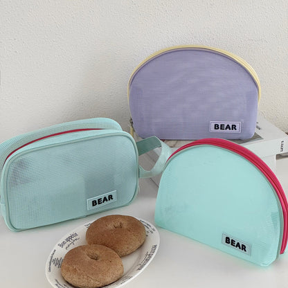 Half Moon Color Block Portable Make Up Bag