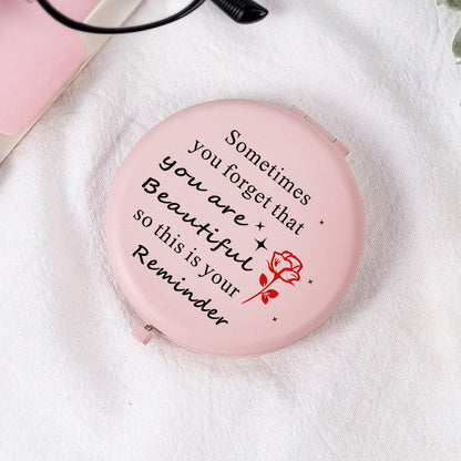 Pink Print Mini Foldable Makeup Mirror