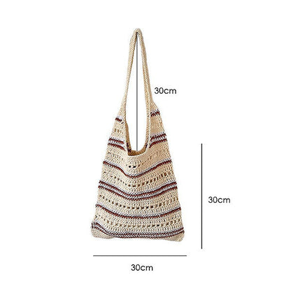 Striped Hollow Knit Handmade Shoulder Bags