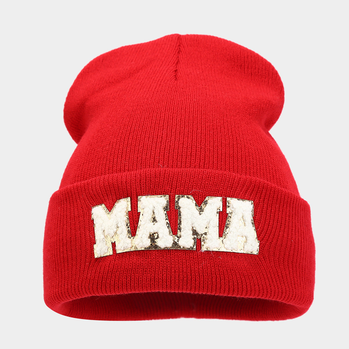 Simple Solid Color Letter Embroidery Knit Beanie