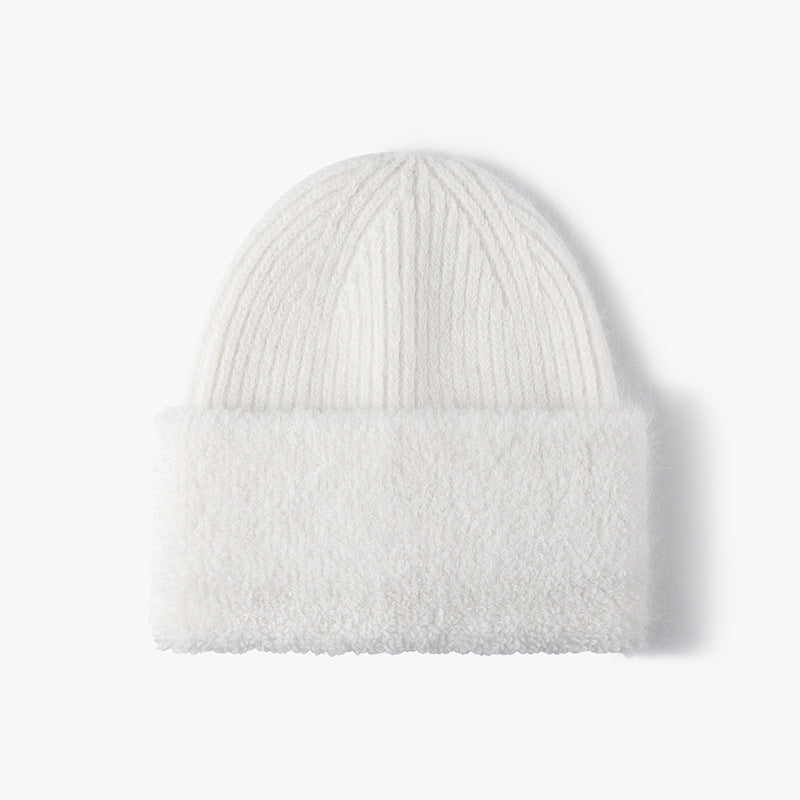 Solid Color Knit Hat High Flap Beanie