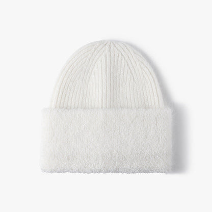 Solid Color Knit Hat High Flap Beanie
