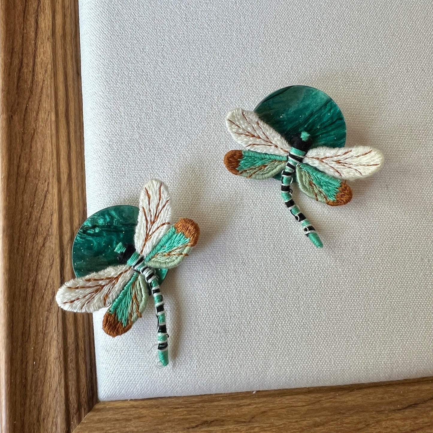 Vintage Green Dragonfly Stud Earrings